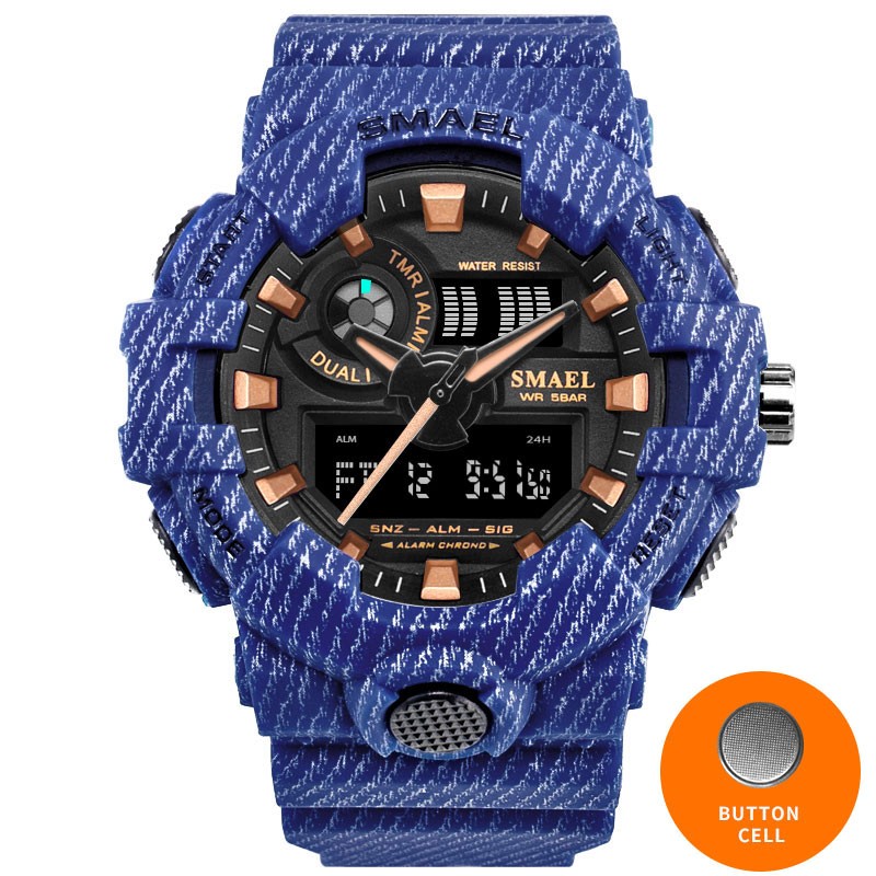 SMAEL 8001 คาวบอยนาฬิกาสปอร์ตใหม่นาฬิกาทหารกองทัพดิจิตอล Writwatch แอลอีดี 50 เมตรกันน้ำผู้ชายนาฬิกา Saat 8001 ผู้ชายนาฬิกาแบรนด์หรู - นานาชาติ