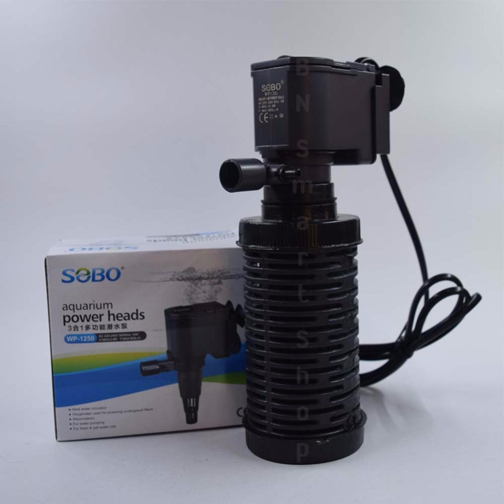 ปั้มน้ำ SOBO SB-1250 พร้อมกระบอกกรอง size S เหมาะกับตู้ปลากุ้งขนาด 20-24 นิ้ว