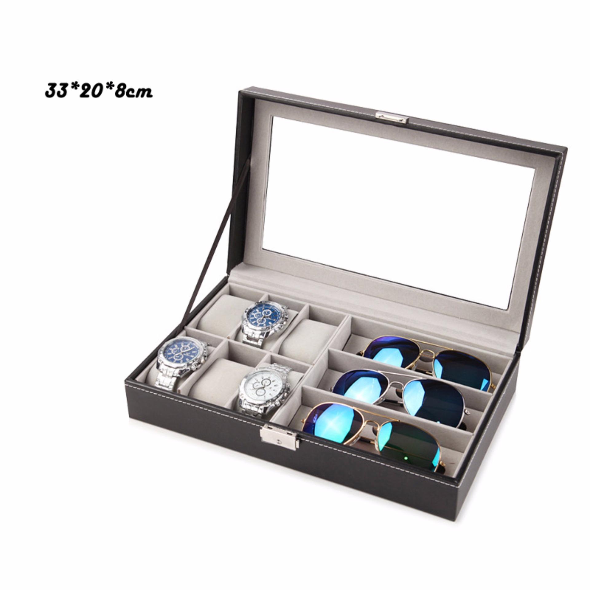 Watches Box 6 slots + Sunglasses 3 slots - กล่องจัดเก็บนาฬิกา 6 เรือน + แว่นตา 3ช่อง หนัง PU เจาะช่องกระจก คุณภาพดี สวย คุ้มค่า Watches Box 6 slots + Sunglasses 3 slots - กล่องจัดเก็บนาฬิกา 6 เรือน + แว่นตา 3ช่อง หนัง PU เจาะช่องกระจก คุณภาพดี สวย คุ้มค่า