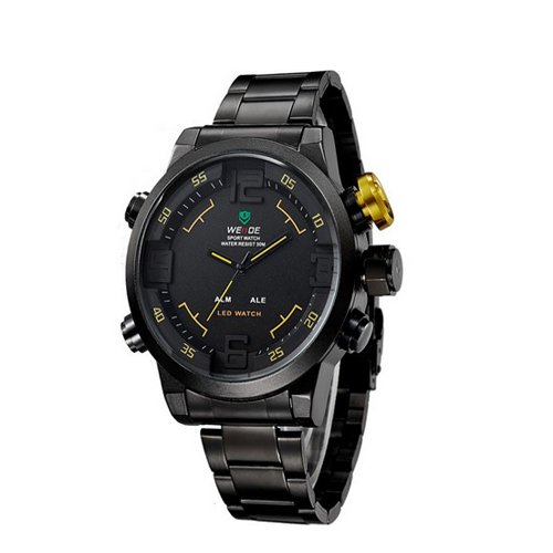 WEIDE นาฬิกาข้อมือผู้ชาย Black Yellow LED SPORT 2 ระบบ WEIDE นาฬิกาข้อมือผู้ชาย Black Yellow LED SPORT 2 ระบบ