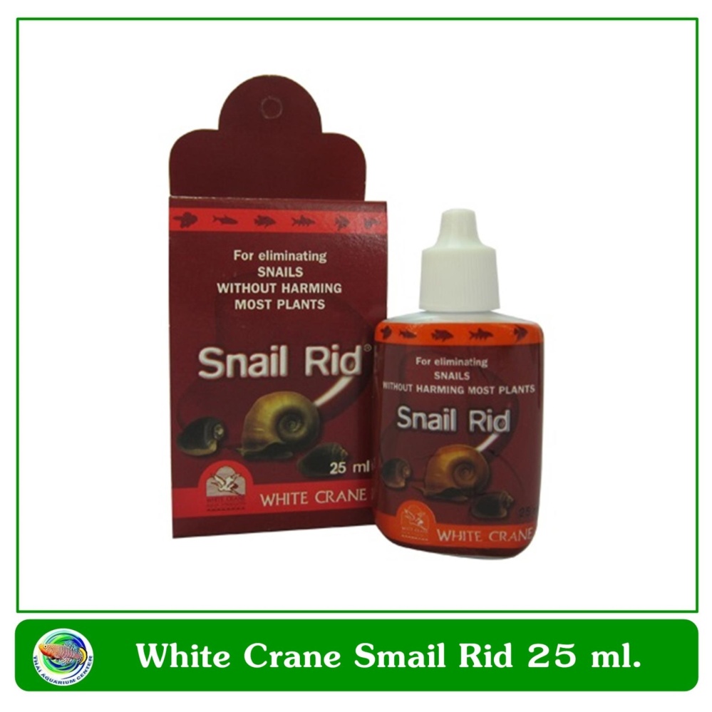 White Crane Snail Rid ผลิตภัณฑ์กำจัดหอยในตู้ปลา บ่อปลา 25 ml. White Crane Snail Rid ผลิตภัณฑ์กำจัดหอยในตู้ปลา บ่อปลา 25 ml.