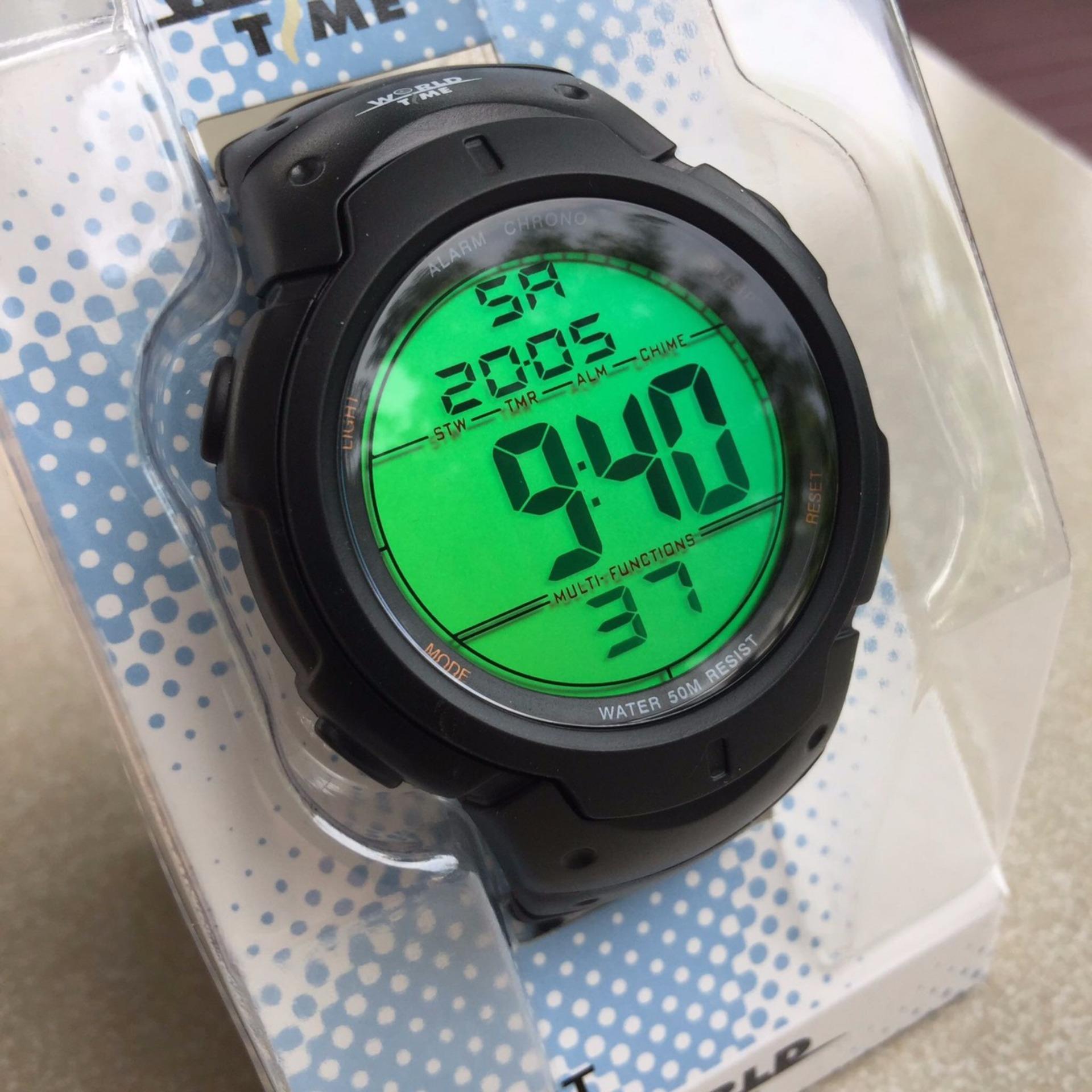 World Time นาฬิกาข้อมือทรงสปอร์ต รุ่น. W-01 World Time นาฬิกาข้อมือทรงสปอร์ต รุ่น. W-01
