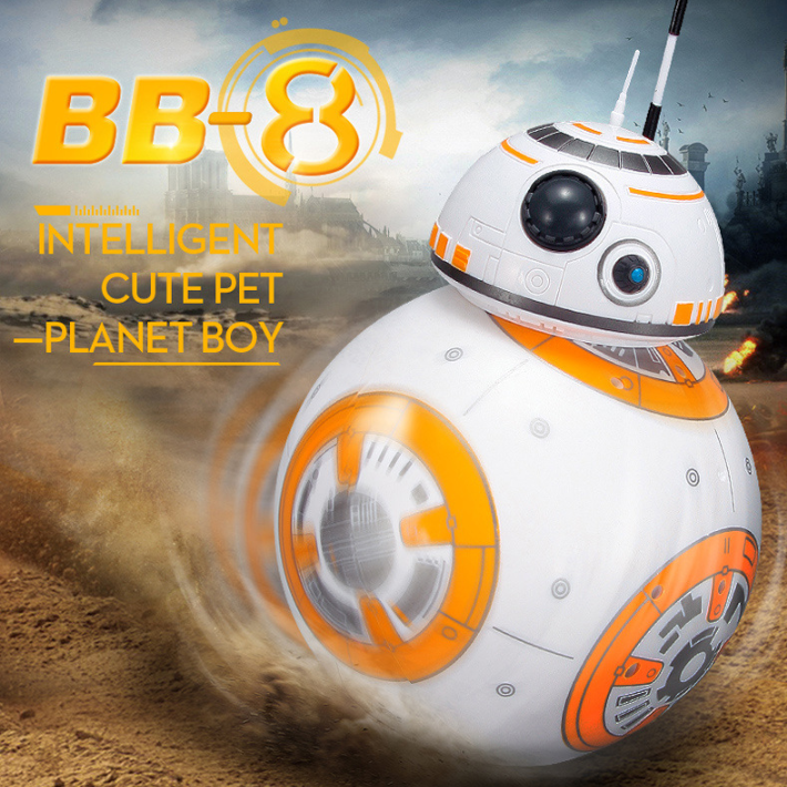 ของเล่นหุ่นยนต์สมาร์ทสตาร์วอร์รุ่นอัพเกรด RC BB8 พร้อมตุ๊กตาควบคุมเสียงของขวัญหุ่นยนต์บอล BB-8 2.4G ของเล่นเด็กควบคุมระยะไกล