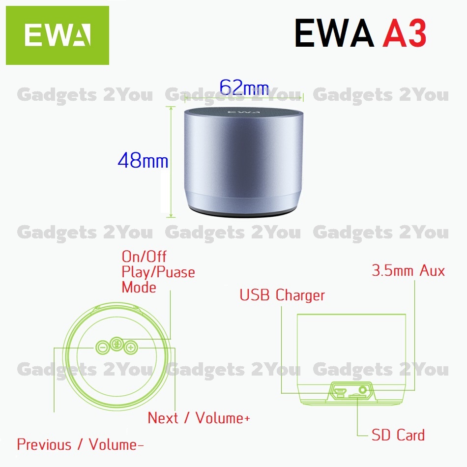 ลำโพงบลทธ EWA A3 Hifi Bluetooth Speaker ของแท 100 สโรสโกลด