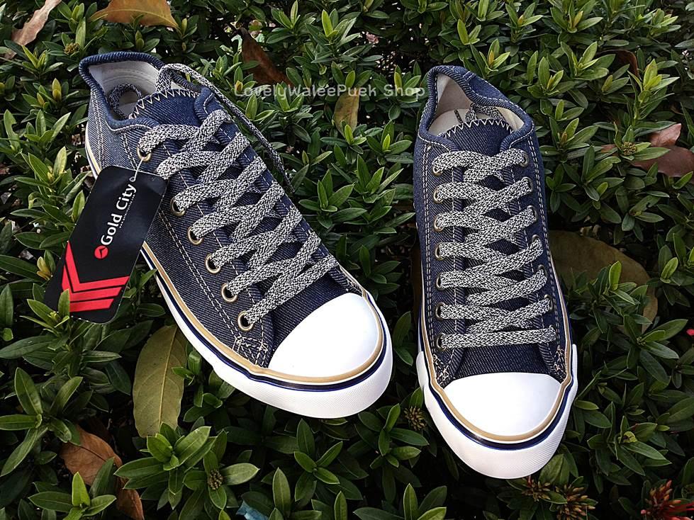 Gold City ผ้ายีนส์--สีน้ำเงิน--แดง--ดำ Size 37-45