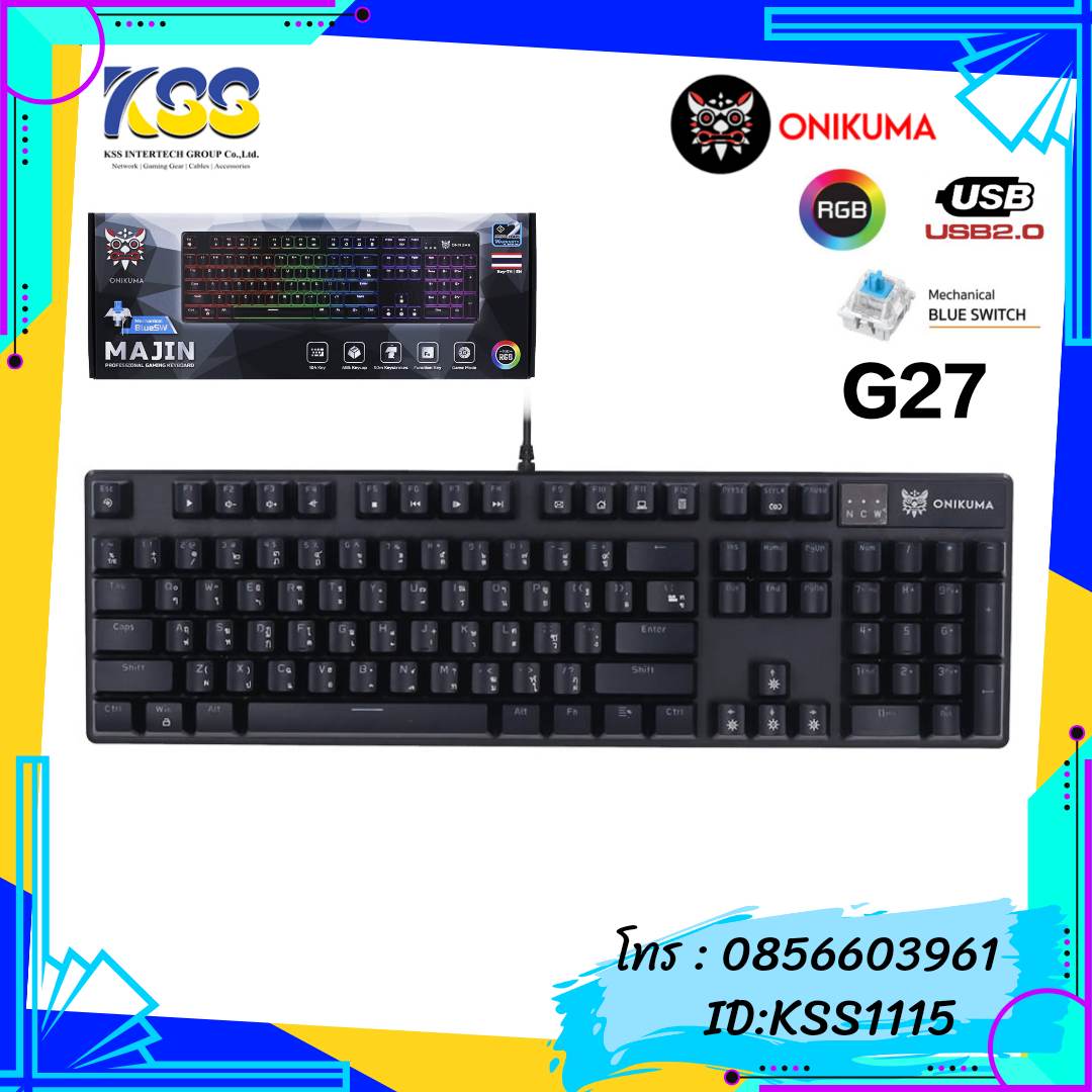 ONIKUMA G27 KEYBOARD MAJIN RGB Mechanical Gaming Blue Switch Black