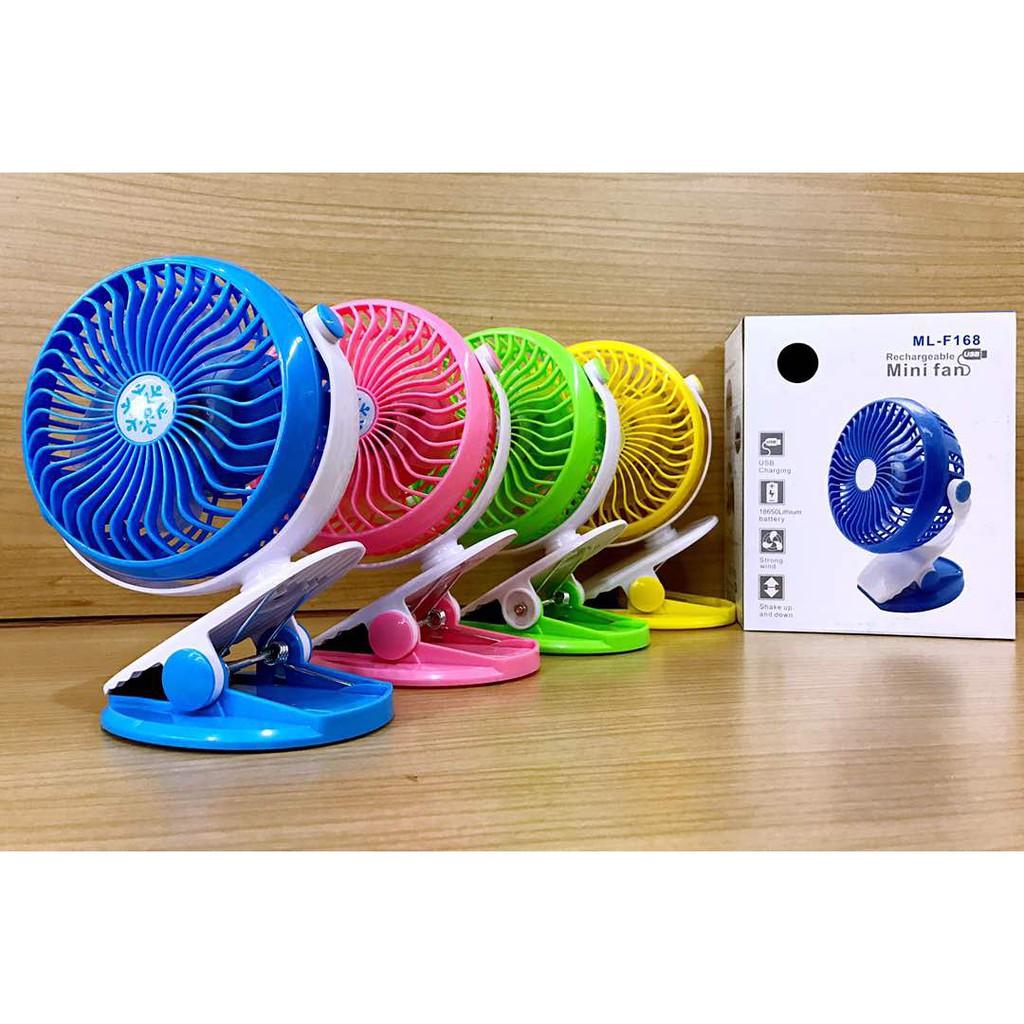 Mini Fan พัดลมพกพา แบบหนีบ ตั้งโต๊ะ ใสาถ่าน ชาร์ตแบตได้ รุ่น HNT ML-F168 Rechargeable เสียบชาร์จ USB Mini Fan พัดลมพกพา แบบหนีบ ตั้งโต๊ะ ใสาถ่าน ชาร์ตแบตได้ รุ่น HNT ML-F168 Rechargeable เสียบชาร์จ USB