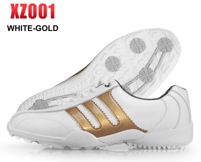 โปรโมชั่น 100 ชิ้น รองเท้ากอล์ฟหนัง PGM XZ001 (ดำแถบทอง) EXCEED