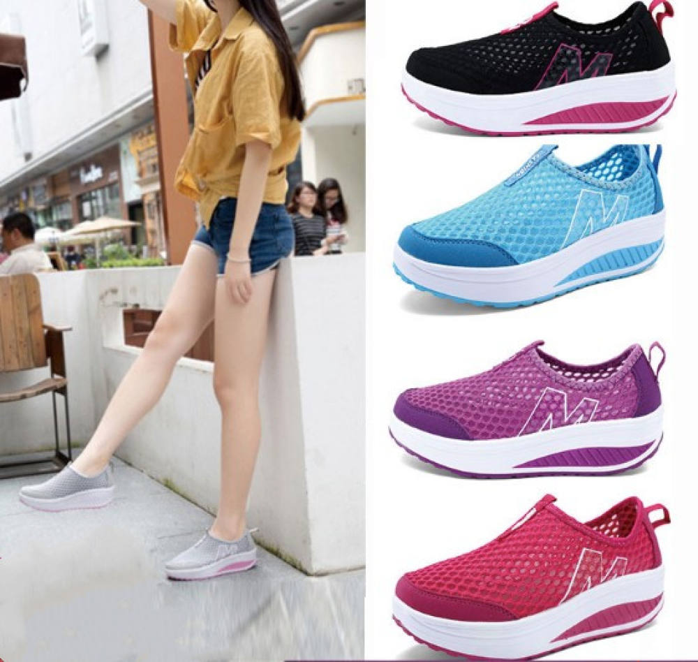 ST heightening fashion hollow summer rocking shoes casual sports shoes wild running women's shoes breathable women's shoes