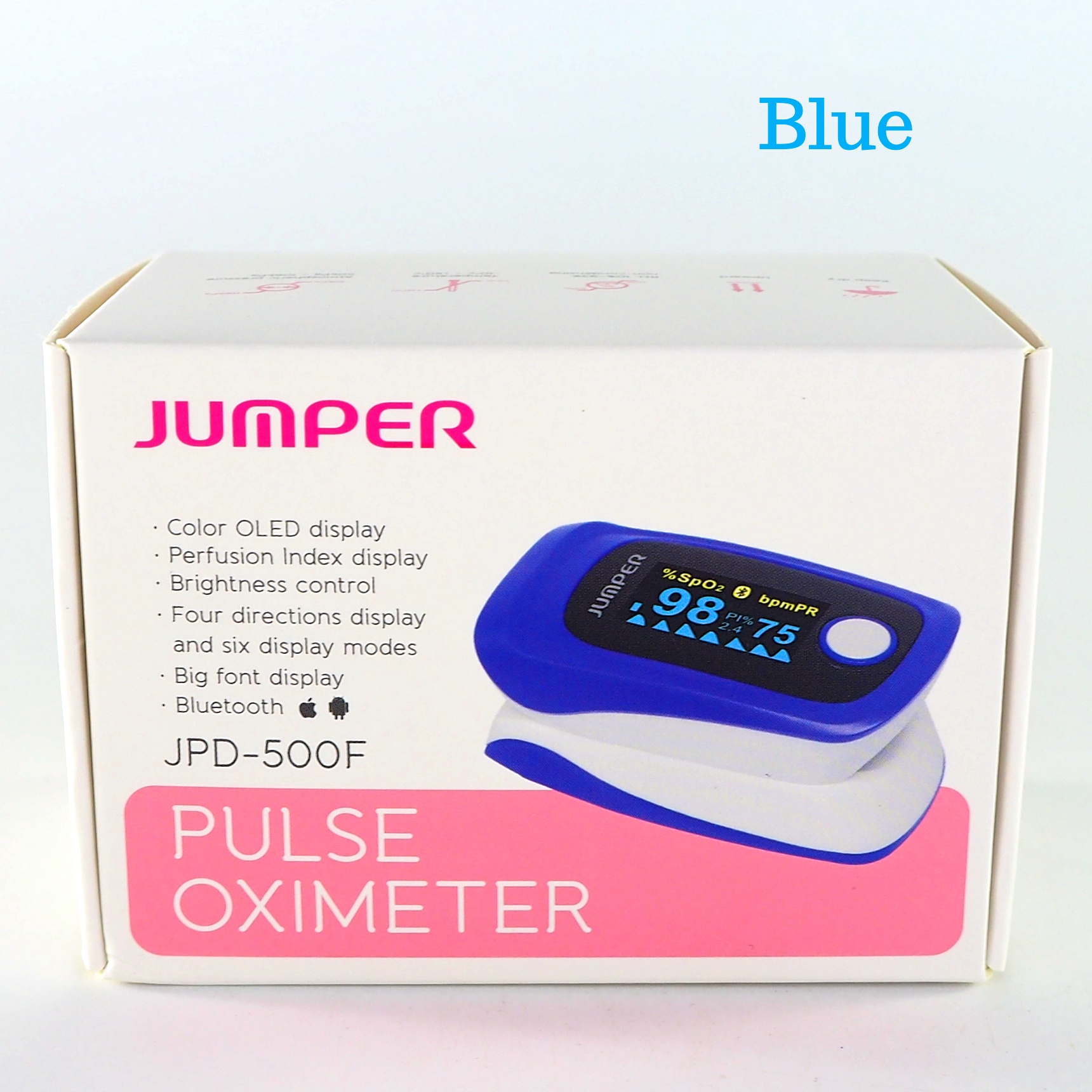 Jumper Pulse Oximeter JPD-500F ( สีน้ำเงิน ) เครื่องวัดออกซิเจนในเลือด ปลายนิ้ว รับประกัน 1 ปี