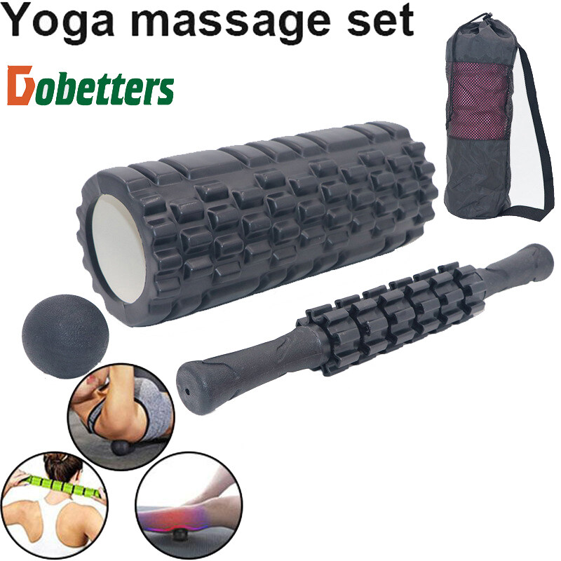 4 IN 1 Yoga Massage Set Foam Roller โฟมโรลเลอร์ โฟมนวดกล้ามเนื้อโฟมโยคะ with Free Massage Stick + Fascia Ball + Carry Bag