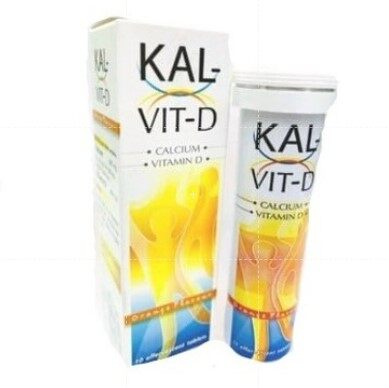 KAL VIT D Effervescent เมดฟละลายนำ บำรงขอและกระดก หลอด 10 เมด