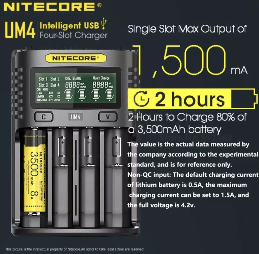 Nitecore Um Usb Qc C Vc Lcd Smart Charger Imr Inr