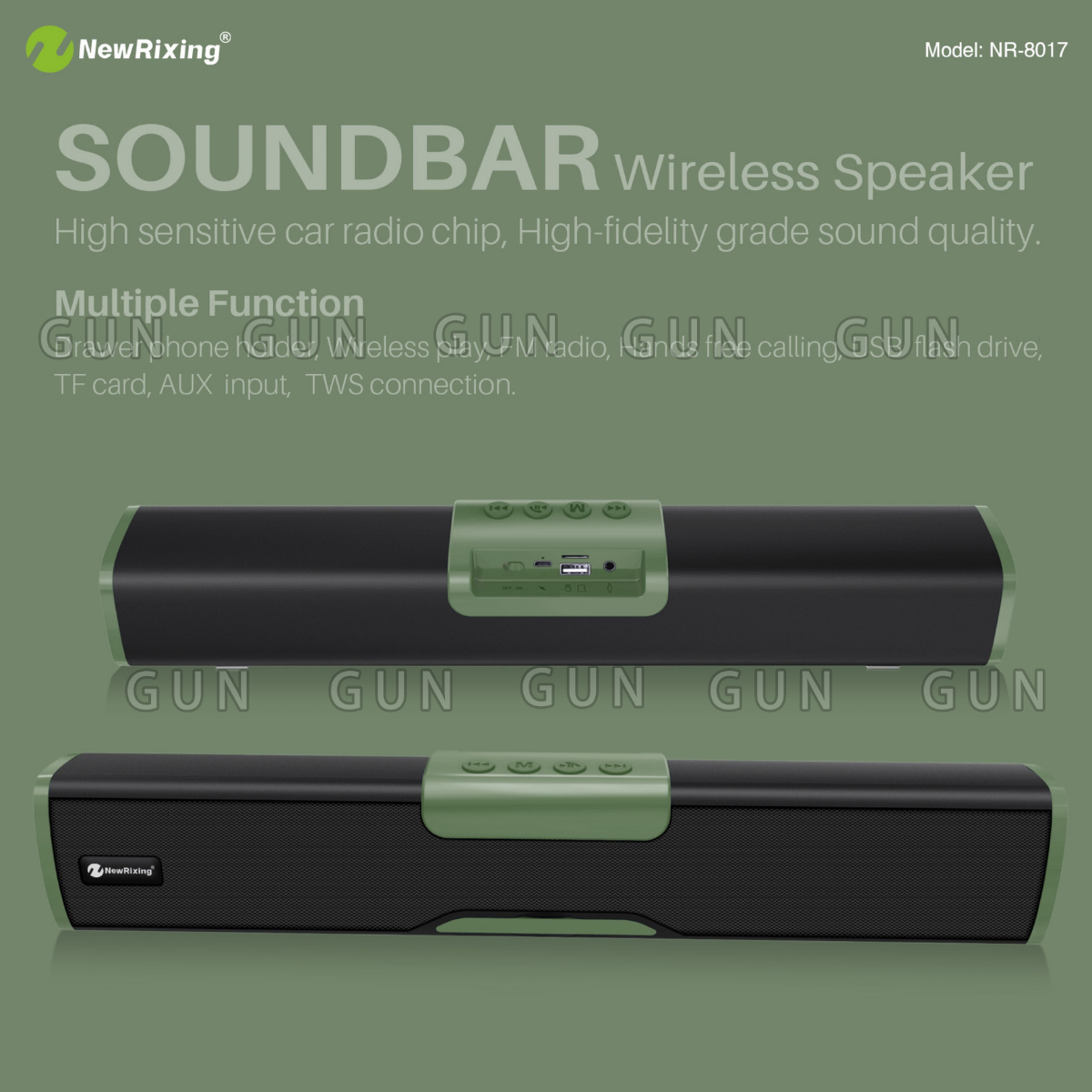 ลำโพง Soundbar New Rixing NR8017 Bluetooth Speaker ลำโพงบลูทูธ เสียงดี กระหึ่มNR-8017