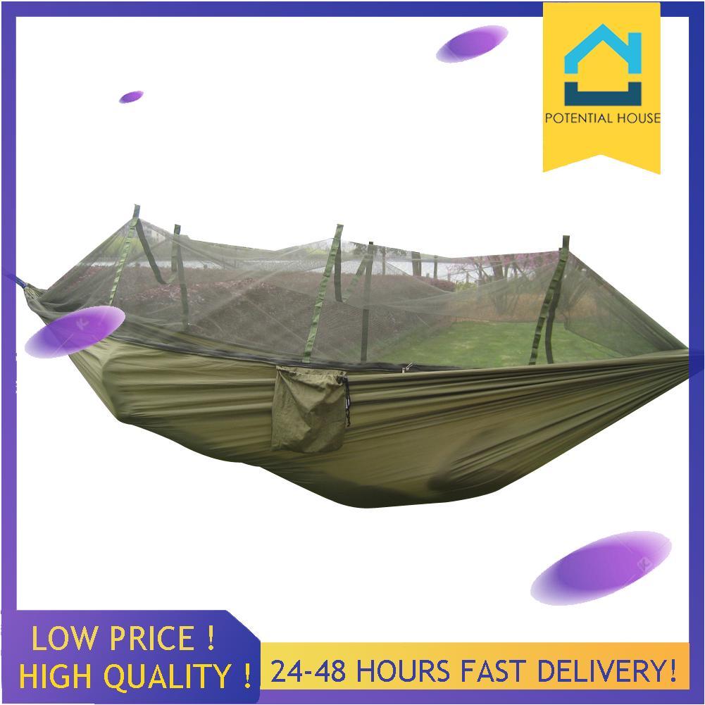 รีวิว Portable Travel Camping Outdoor Hammock Hanging Nylon Bed + Mosquito Net Color family : เขียวทหาร รีวิว Portable Travel Camping Outdoor Hammock Hanging Nylon Bed + Mosquito Net Color family : เขียวทหาร
