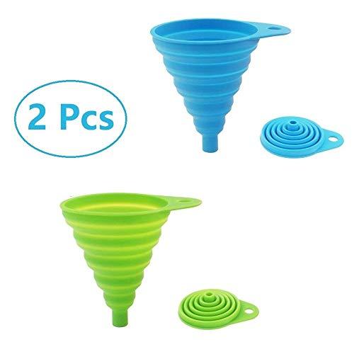 รีวิว ddLUCK 2 Pack Silicone Collapsible Funnel, Flexible/Foldable/Kitchen Funnel for Water Bottle Liquid Transfer Narrow and Wide Mouth Funnels Hopper (Green and Blue? รีวิว ddLUCK 2 Pack Silicone Collapsible Funnel, Flexible/Foldable/Kitchen Funnel for Water Bottle Liquid Transfer Narrow and Wide Mouth Funnels Hopper (Green and Blue?