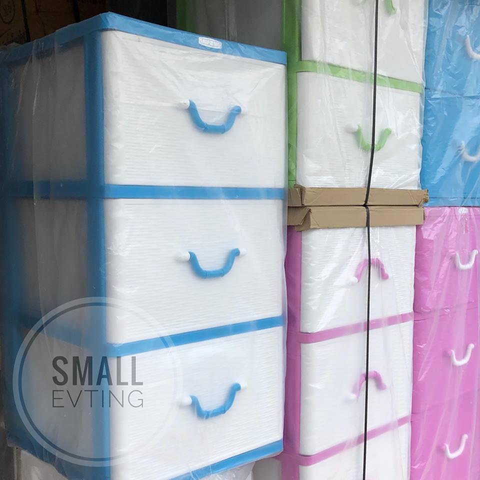 Small Evting ลิ้นชัก ขนาด " 3 ชั้น " หน้าลายหวาย สีหวาน ลิ้นชักใส่เสื้อผ้า ลิ้นชักเอนกประสงค์