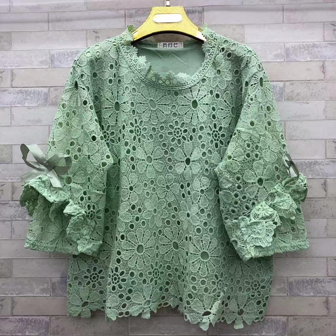 เสื้อลูกไม้ไซส์ใหญ่ แขนหา้ส่วน อก46-48