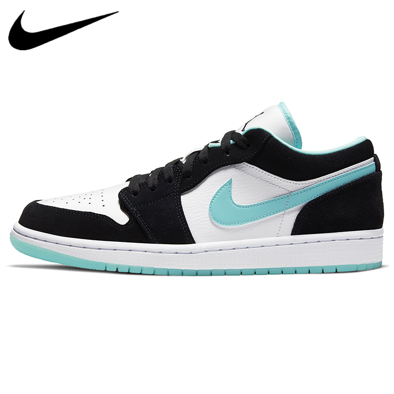 รองเท้าวิ่งชาย【ลด 50% ของแท้】Nike Air Jordan 1 Low AJ1 เลเซอร์สีน้ำเงินนอร์ ธ แคโรไลน่า Blue Stitching Low Top 553558-128