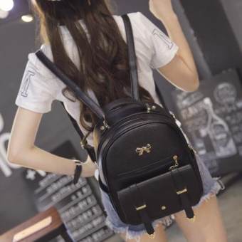 Banana Shop กระเป๋าเป้สะพายหลัง กระเป๋าเป้เกาหลี กระเป๋าสะพายหลังผู้หญิง backpack women รุ่น LP-080 (สีดำ)