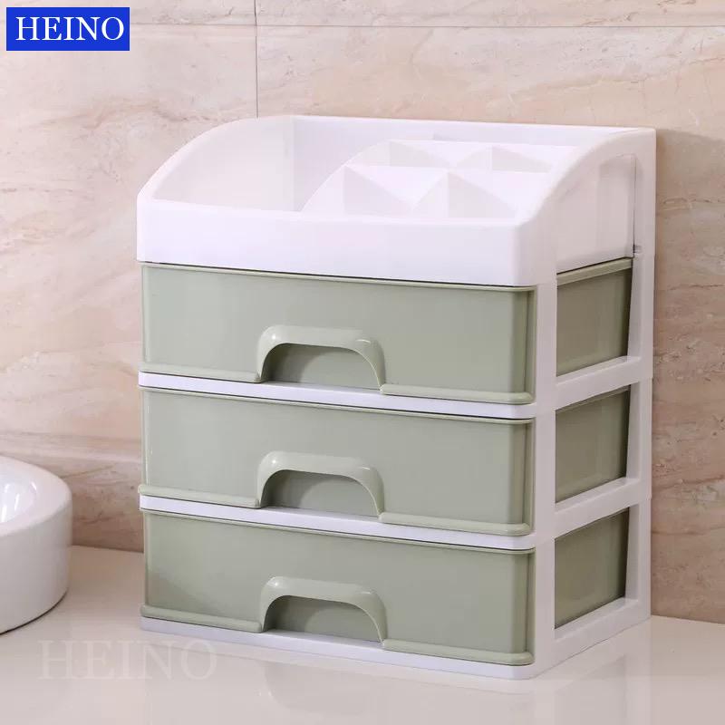 HEINOชั้นวางเครื่องสำอาง อุปกรณ์แต่งหน้า กล่องเก็บเอนกประสงค์แบบมีลิ้นชัก 3 ชั้น ไร้กลิ่นเเละเป็นมิตรกับสิ่งเเวดล้อม