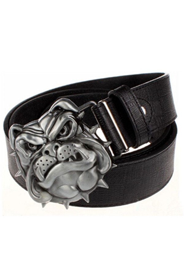 Bulldog หัวเข็มขัดเข็มขัดสีดำ Bulldog หัวเข็มขัดเข็มขัดสีดำ