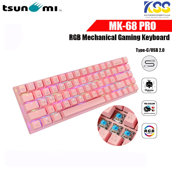 คยบอรดเกมมง Tsunami Outemu MK 68 Pro Hotswappable Type C Macro