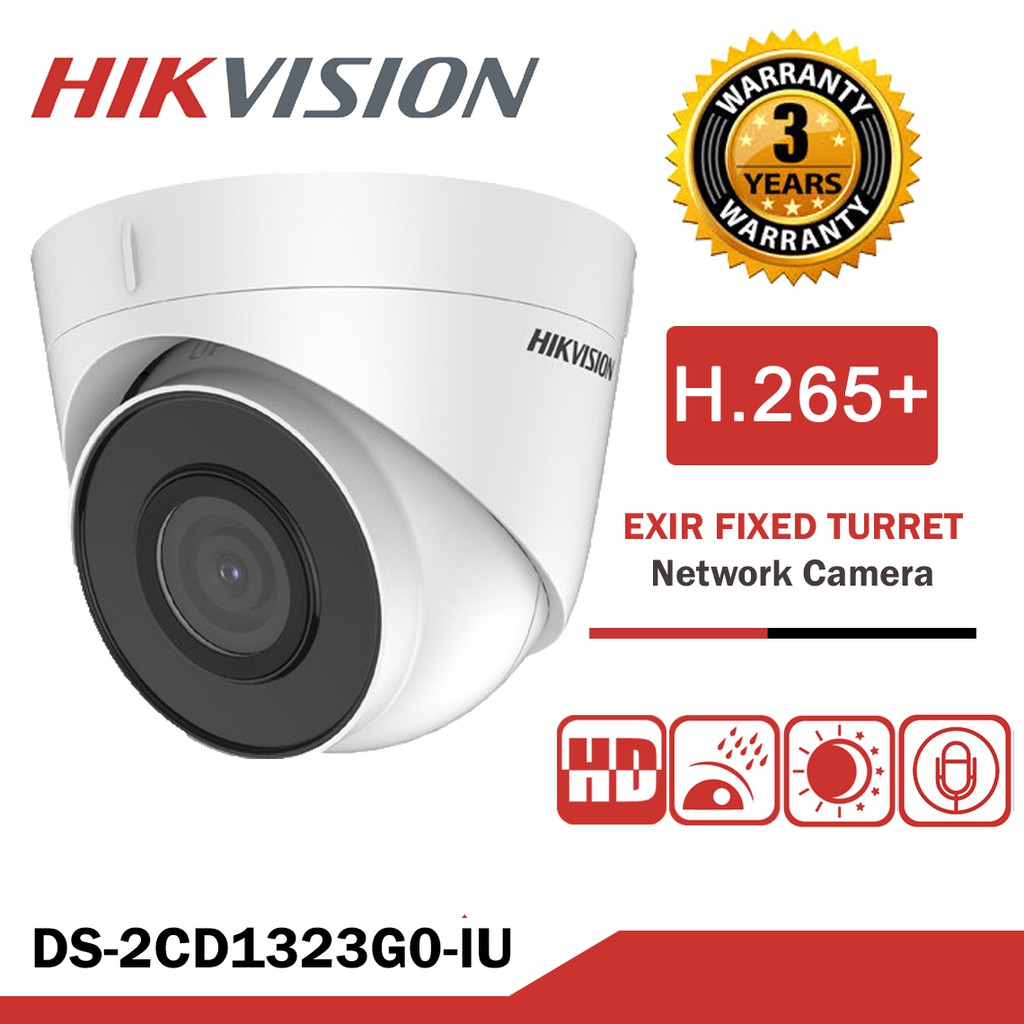 DS 2CD1323G0 IU 2 8mm กลองวงจรปด Hikvision IPC 2MP PoE ไมค