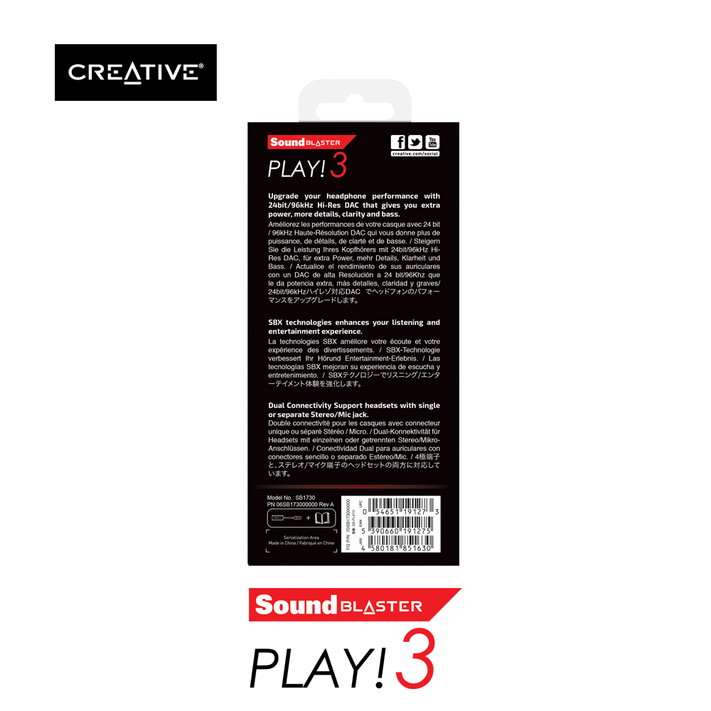 External Souncard Creative Sound Blaster PLAY 3 CREATIVE ThaiPick