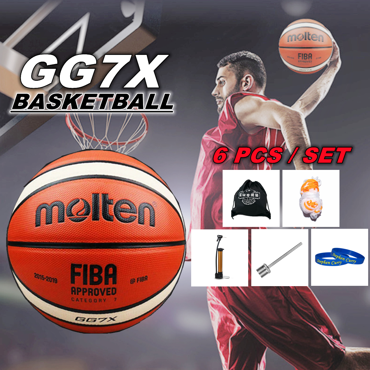 【Rready Stock 🚚 COD】🌟Molten BUY 1 Get 6 & SURBLUESKY Molten Basketball GG7X Size 7 Bola Keranjang PU Material Ball NBA Basketball Gym Sport