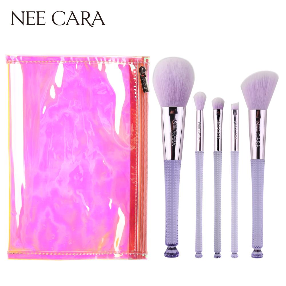NEE CARA BRUS(N828) ชุดแปรงแต่งหน้า 5ชิ้นพร้อมกระเป๋าเก็บ ด้ามม่วง NEE CARA BRUS(N828) ชุดแปรงแต่งหน้า 5ชิ้นพร้อมกระเป๋าเก็บ ด้ามม่วง