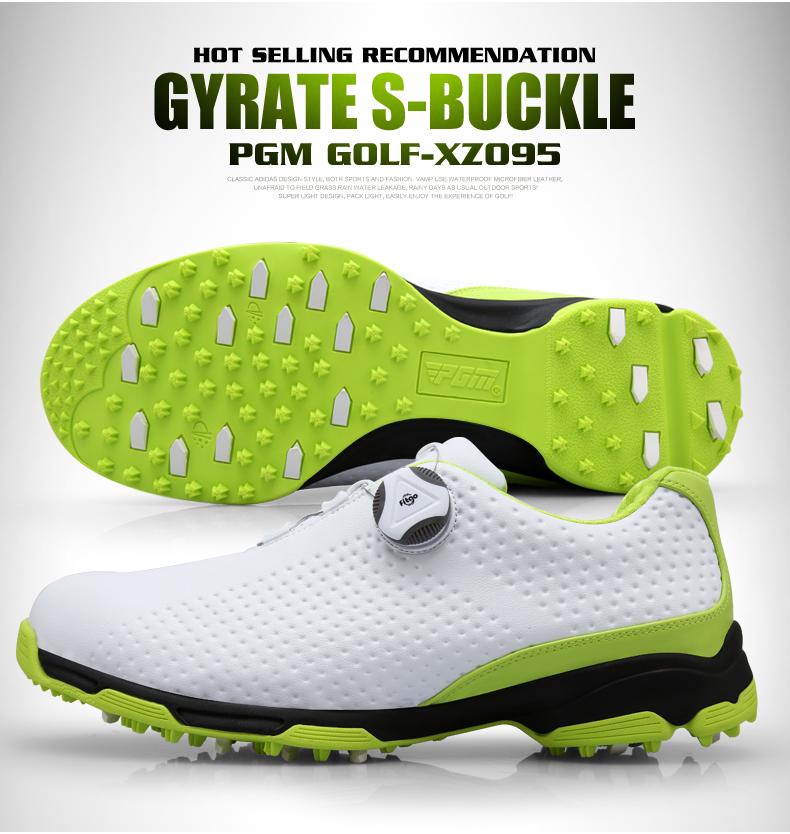 11GOLF รองเท้ากอล์ฟ PGM XZ095 ระบบผูกเชือกอัตโนมัติ Auto Lacing System รองเท้ากอล์ฟ 2 สี : สีขาวพื้นเขียว สีขาวพื้นดำ