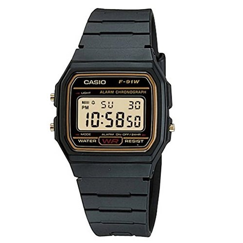 Casio Resin Strap รุ่น F-91WG-9QDF - Black/Gold