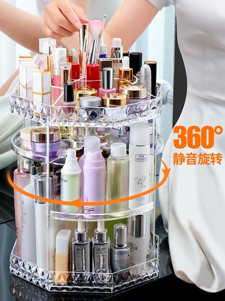 กล่องเครื่องสำอางค์ขนาดใหญ่ พร้อมฟังก์ชั่นหมุนรอบได้ถึง 360 องศา วัสดุอะคริลิคแท้คุณภาพสูง