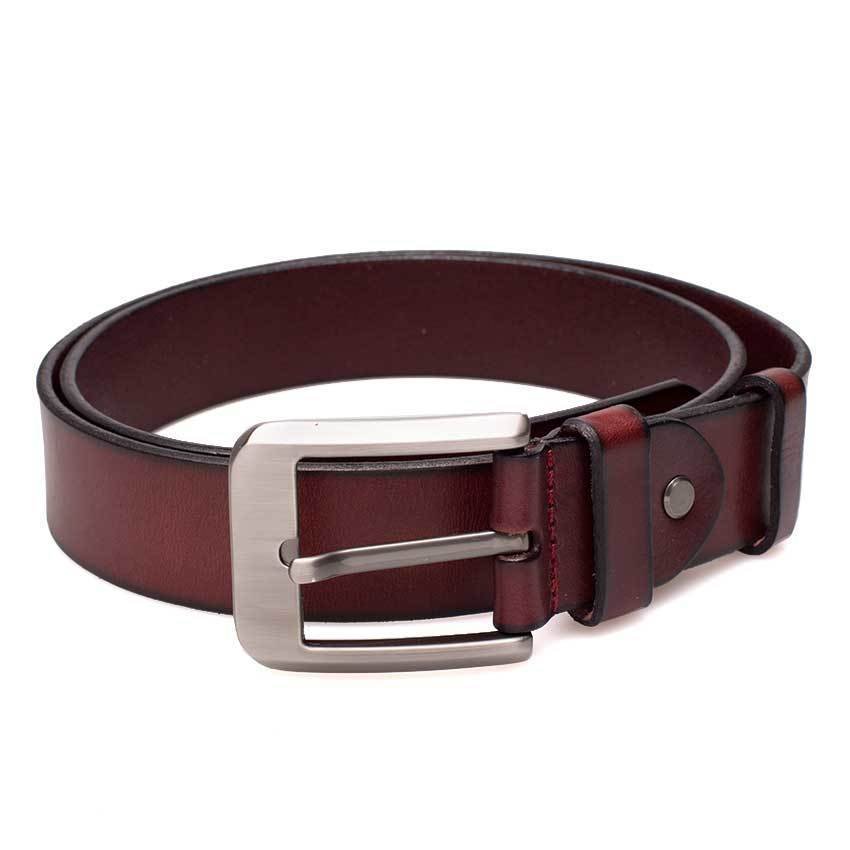 Chinatown Leather เข็มขัดหนังแท้ รุ่นหัวเหลี่ยมหนังเรียบ1.5นิ้ว (สีน้ำตาลเข้ม)
