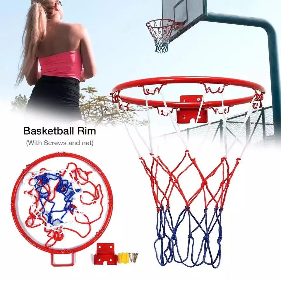 45CM ห่วงบาสเกตบอล แป้นบาสแบบติดผนัง เป้าหมายสุทธิ สินค้ากีฬา ห่วงบาสเกตบอล ตะกร้าในร่มและกลางแจ้ง Basketball Hoop