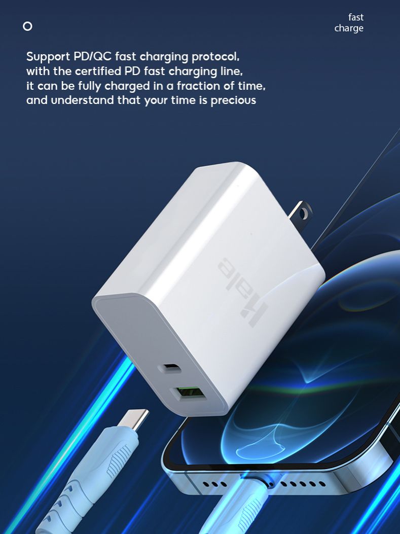 Hale 65W หวชารจ 2 พอรต USB A และ USB C for iPhone iPad โนตบค แทบ