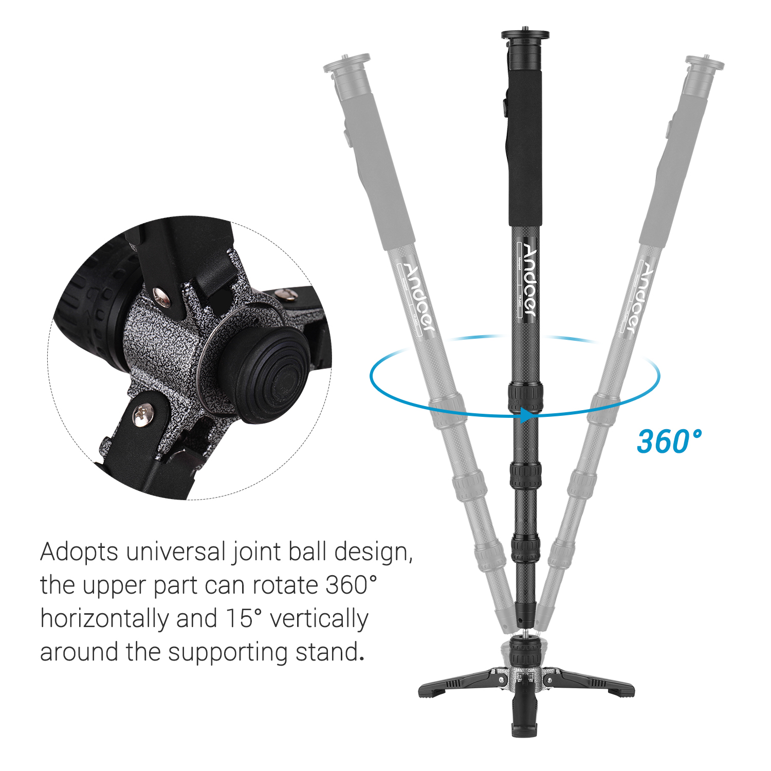 Andoer Tp C High Quality Portable Carbon Fiber Camera Monopod Mm