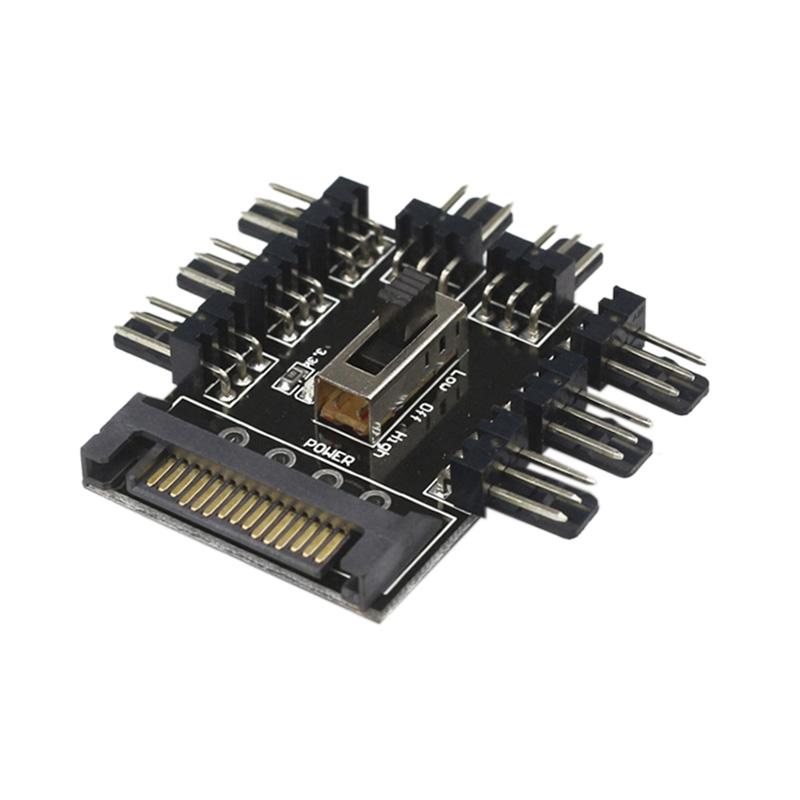 Multi Way Splitter Cooler Cooling Fan Hub PC Computer SATA 1 to 8 3pin 12V Power Socket PCB Adapter XXM8