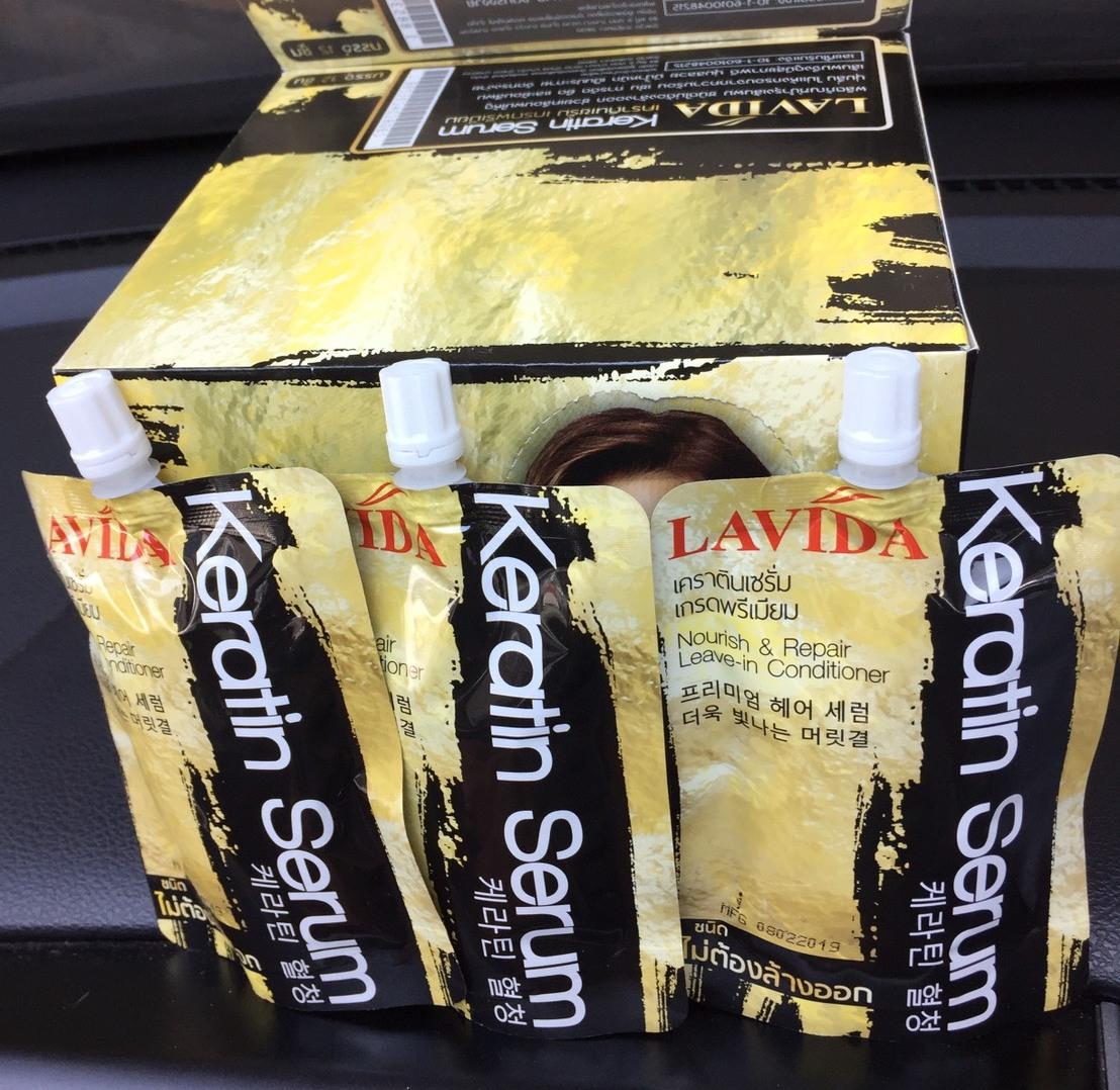 LAVIDA KERATIN SERUM ลาวีด้า เคราติน เซรั่ม เกรดพรีเมี่ยม ชนิดไม่ต้องล้างออก 3 ซอง *ส่งฟรี*