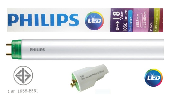 หลอดไฟLED Philips Ecofit แพค 10ดวง หลอดนออน T8 ขวเขยว 10W