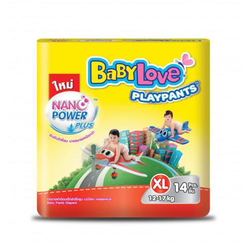เบบี้เลิฟ กางเกงผ้าอ้อมเด็กสำเร็จรูป รุ่นเพลย์แพนท์นาโนพลัส ขนาด XL จำนวน 14 ชิ้น เบบี้เลิฟ กางเกงผ้าอ้อมเด็กสำเร็จรูป รุ่นเพลย์แพนท์นาโนพลัส ขนาด XL จำนวน 14 ชิ้น