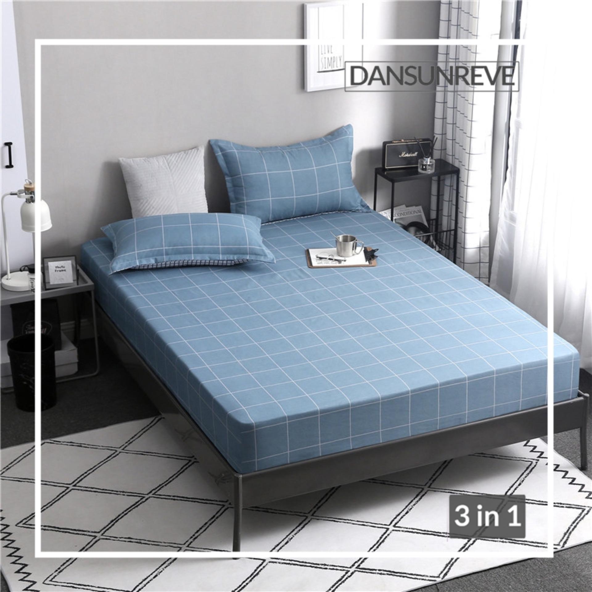 Dansunreve?1PC ผ้าปูที่นอนพอดี & 2 PCS Pillowcases?3 ใน 1 สีฟ้าสีเทาชุดผ้าปูที่นอนขนาดพอดีเตียงผ้าห่มขนห่านขนาดผ้าปูที่นอนนุ่มปลอกหมอน Dansunreve?1PC ผ้าปูที่นอนพอดี & 2 PCS Pillowcases?3 ใน 1 สีฟ้าสีเทาชุดผ้าปูที่นอนขนาดพอดีเตียงผ้าห่มขนห่านขนาดผ้าปูที่นอนนุ่มปลอกหมอน