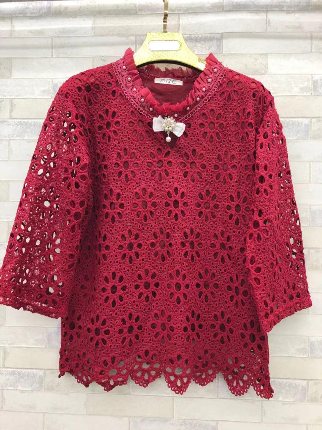 เสื้อลูกไม้ แฟชั่น แขนห้าส่วน อก40