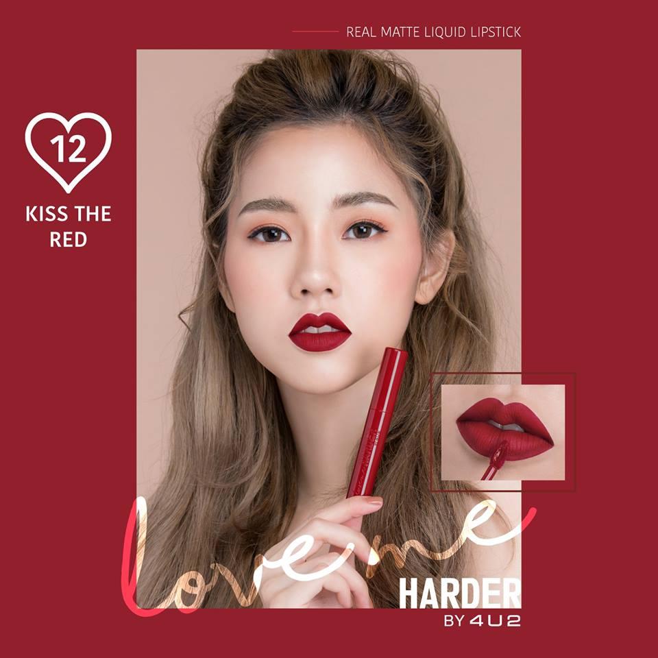 พร้อมส่ง!!ใหม่ล่าสุด 17สี 4U2 Love me Harder Real Matte Liquid Lipstick 4U2 Real Matte