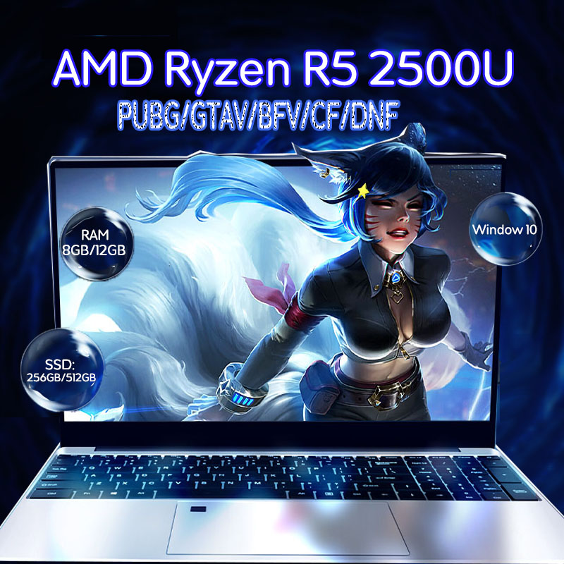 [ปลดล็อคลายนิ้วมือ]PUBG GTA V BF Vโน็ตบุ๊คมือ1แท้ โน๊ตบุ๊คเล่น โน๊ตบุ๊ค โน๊ตบุ๊คเล่นเกม 15.6 inch Laptop AMD Ryzen 5 2500U Quad Core Radeon Vega 8 RAM DDR4 8/12GB 512GB SSD Notebook Offce Computeri Win10 แล็ปท็อป