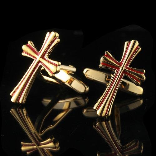 Everland CUFF LINKS ไม้กางเขนทองสลับแดง - รุ่น I1601(not defined)