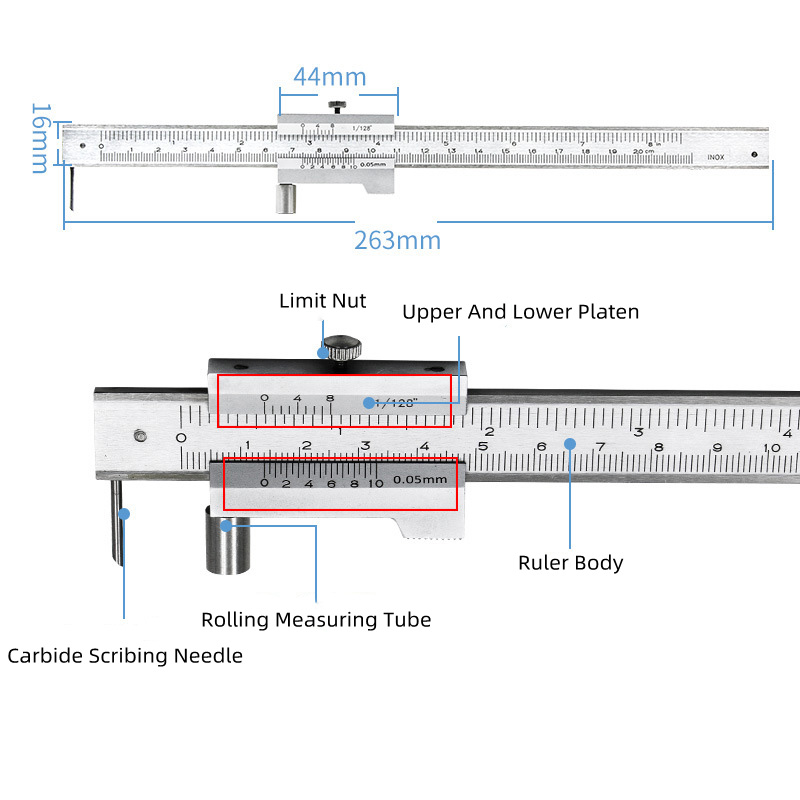 Pcs Mm Stainless Steel Parallel Marking Vernier Caliper With