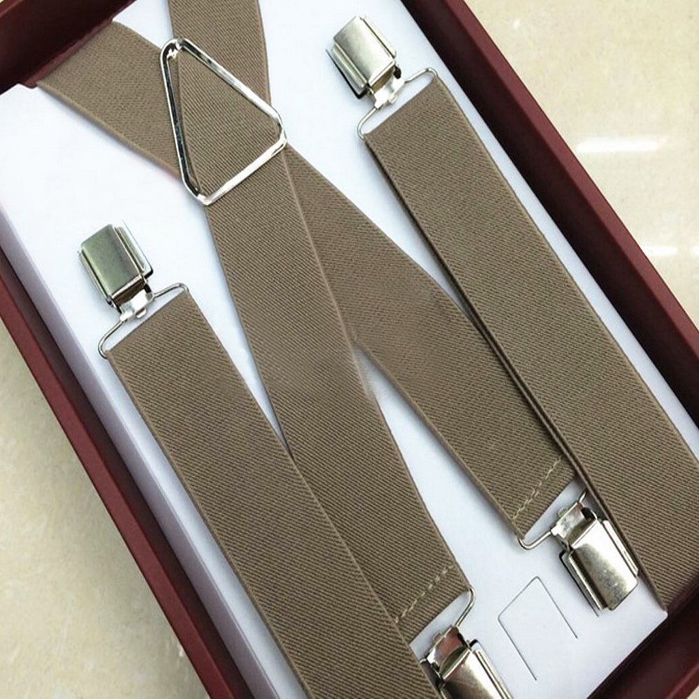 GadgetZ สายเอี๊ยม 3.5*100 cm (4 clips) พื้นสีกากี A205