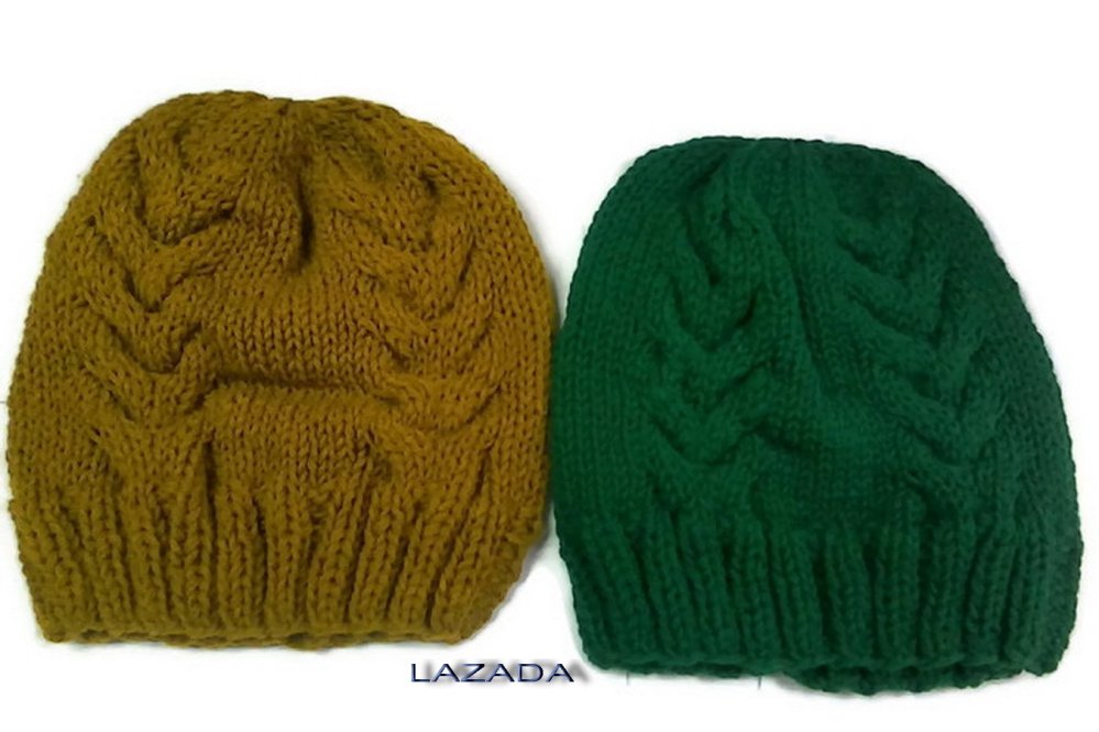 Handmadeหมวกถักไหมพรมสีเขียวเข้มและสีจีวรพระ Handmadeหมวกถักไหมพรมสีเขียวเข้มและสีจีวรพระ